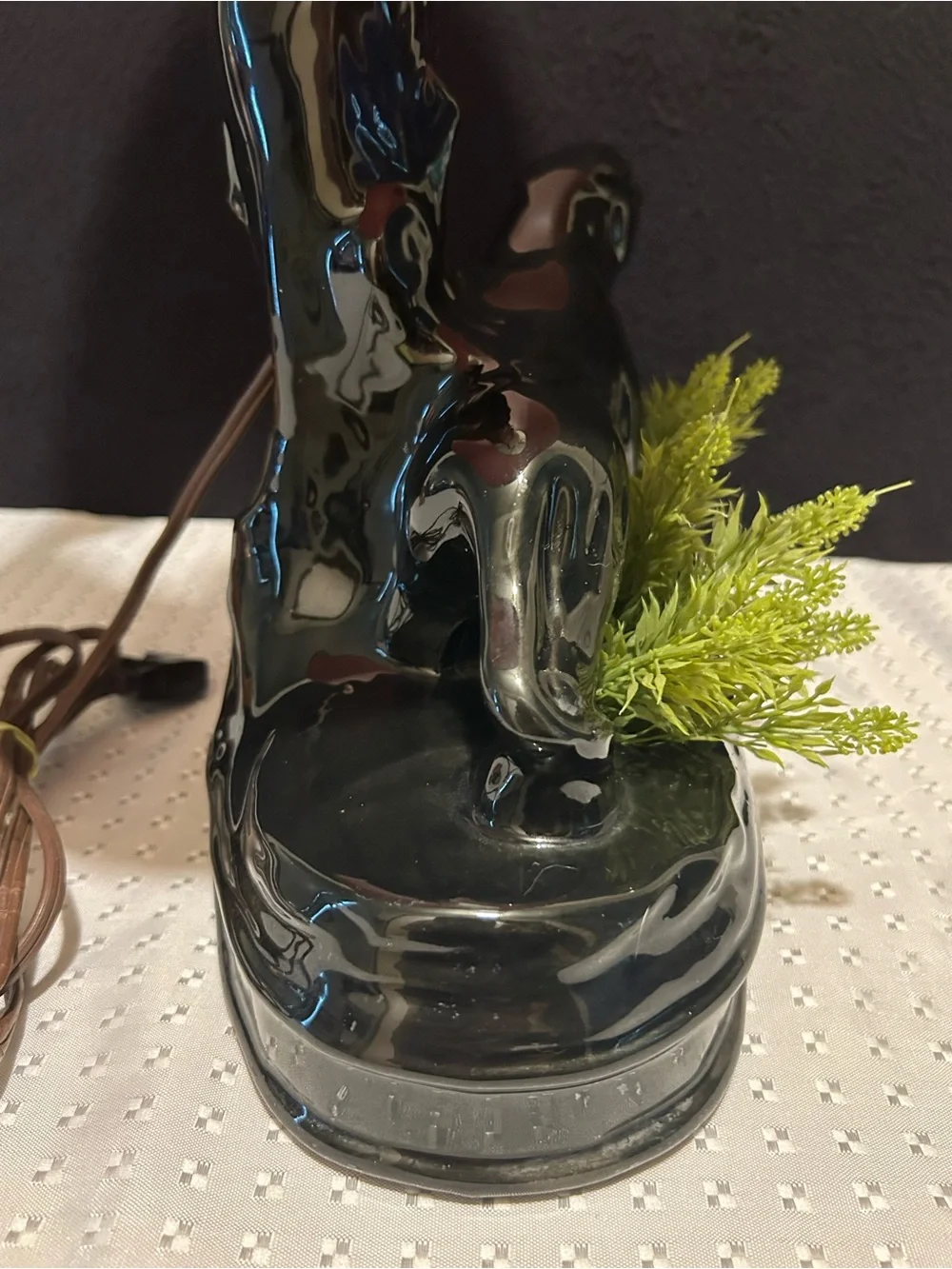 Excellent Vintage 1950s Ceramic Black Panther TV Lamp Planter MCM